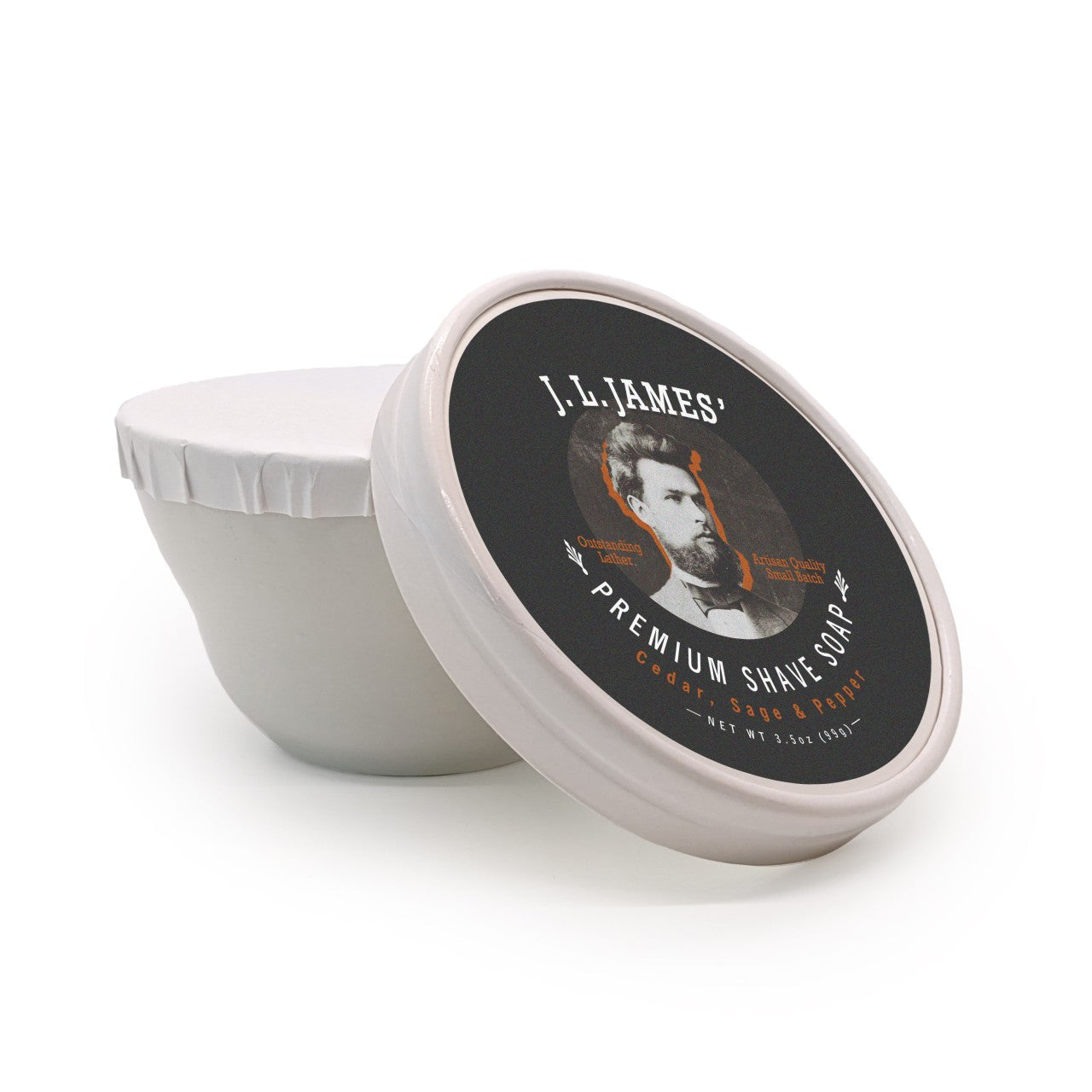 JL James' Premium Shave Soap in Ceramic Bowl