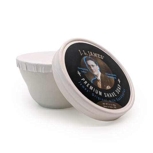 JL James' Premium Shave Soap in Ceramic Bowl