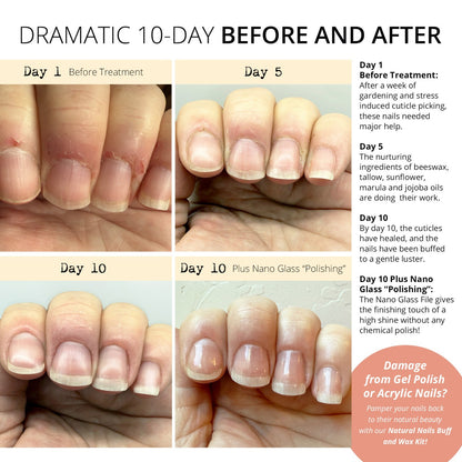 Natural Nails Buff & Wax Kit - New Nano Glass File for Higher Shine!