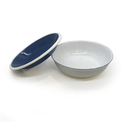 Soap Dish - Blue and White Enamel, 2 Piece
