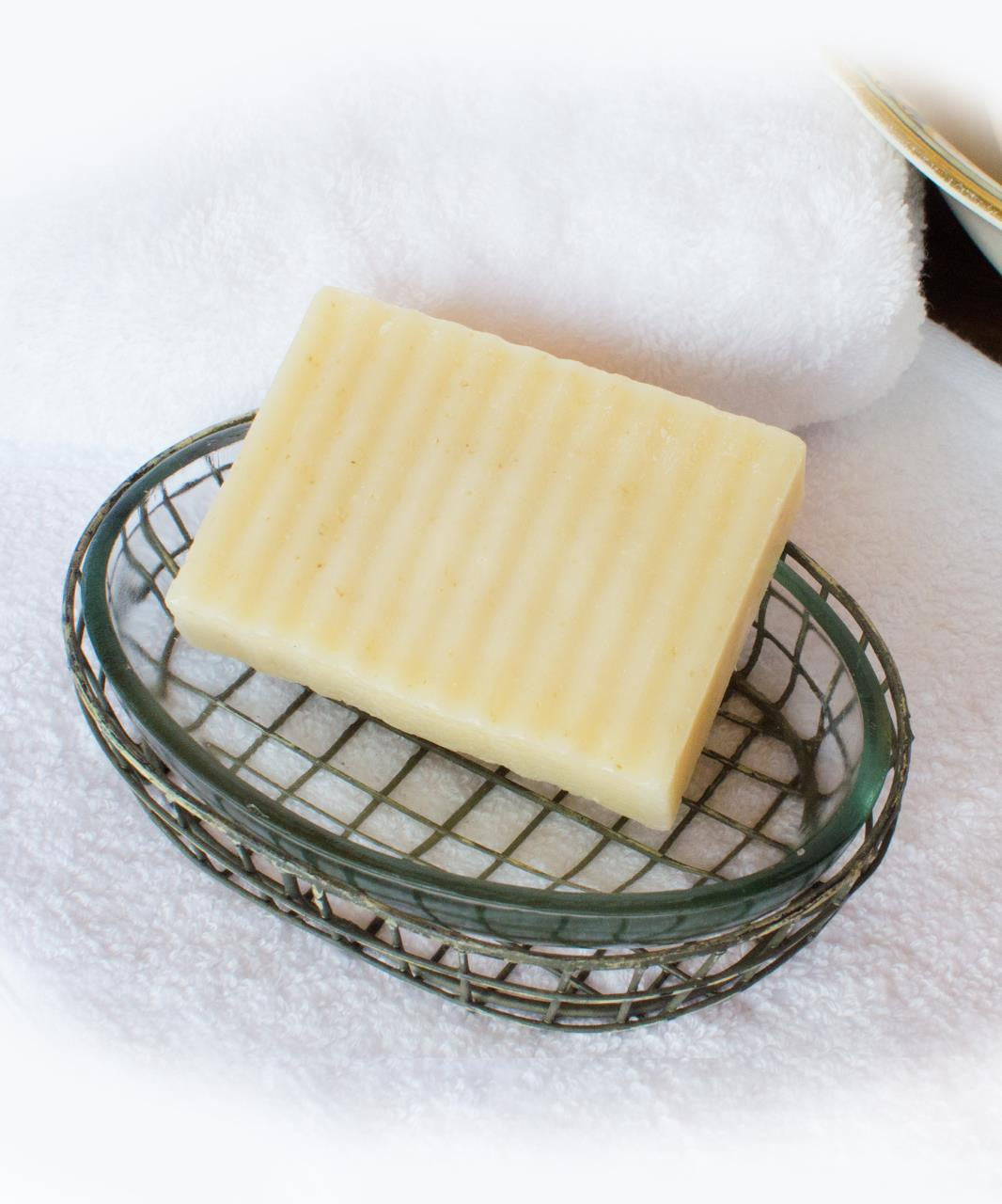 Soap Dish - Glass & Galvanized Oval