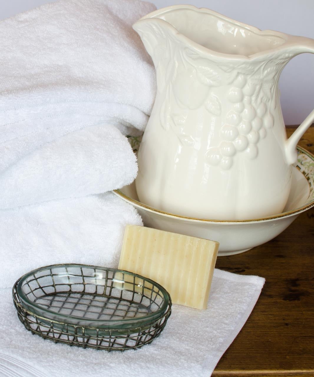 Soap Dish - Glass & Galvanized Oval