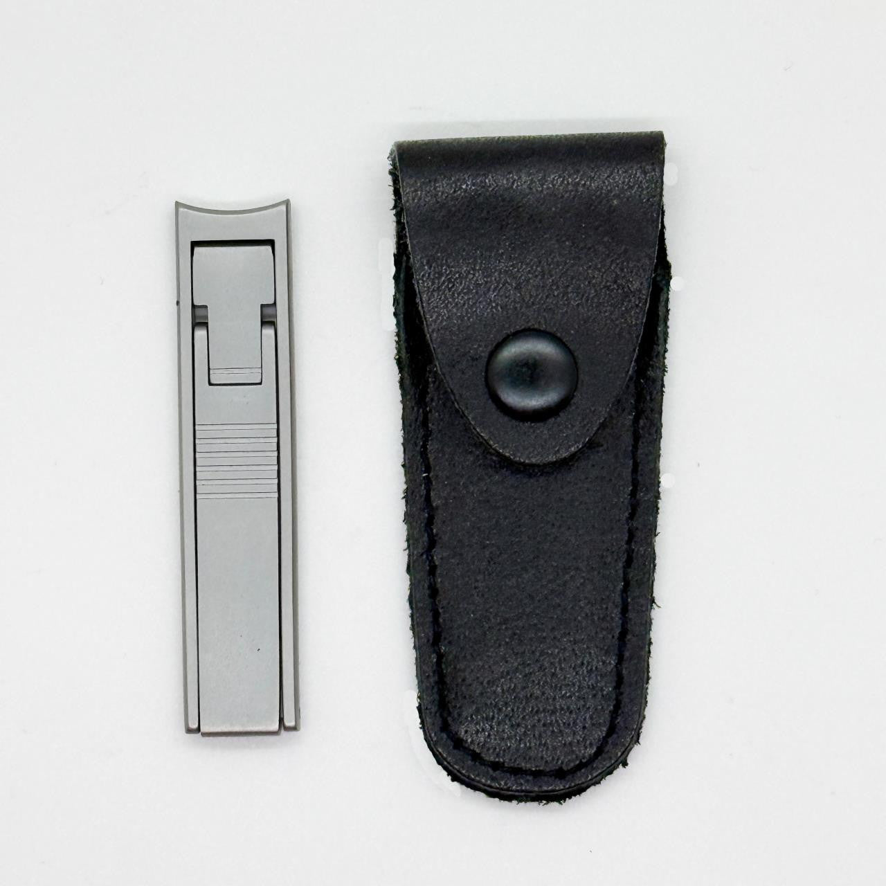 Ultrathin Nail Clipper - Stainless Steel with Leather Snap Case