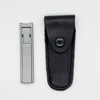 Ultrathin Nail Clipper - Stainless Steel with Leather Snap Case